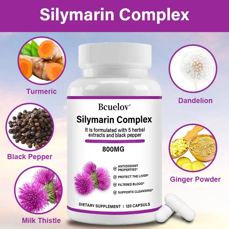 Silymarin Milk Thistle Fatty Liver Health Protection Cardiovascular Antioxidant Detox and Repair Formula with Artichoke Extract