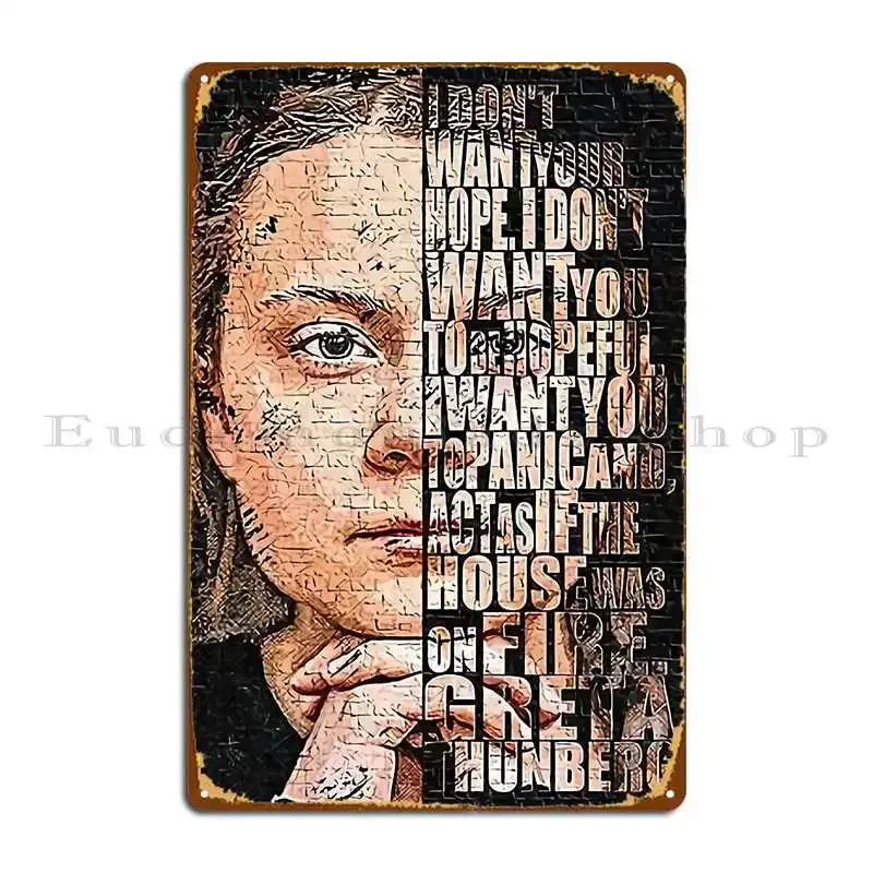 Greta Thunberg Metal Plaque Poster Wall Cave Cinema Wall Cave Garage Decoration Create Tin Sign Poster