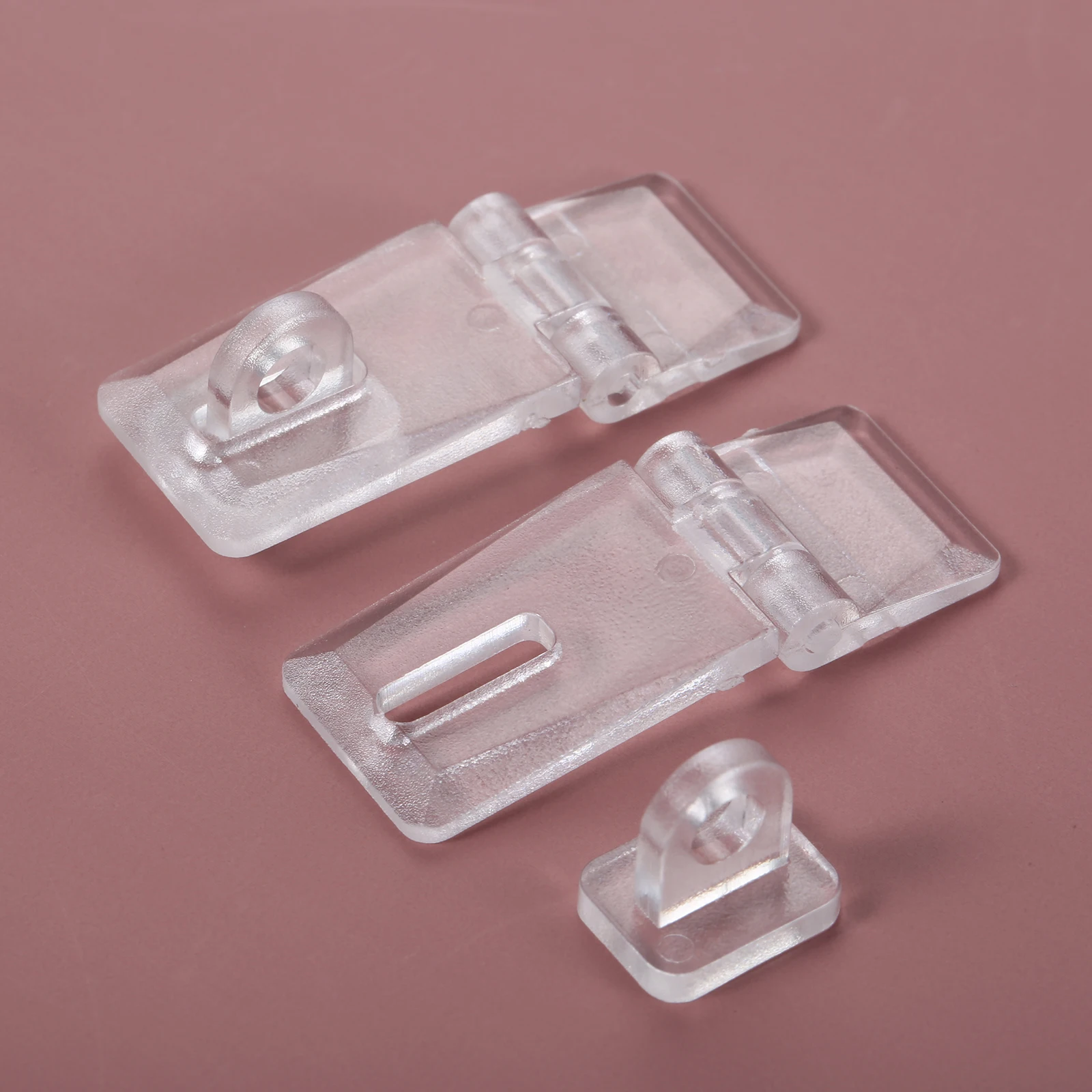 4 Sets 41*16mm Transparent Acrylic Hinge Lock Jewelry Box Cabinet Door Drawer Mini Hasp Crystal Clear Buckle Concealed Locking