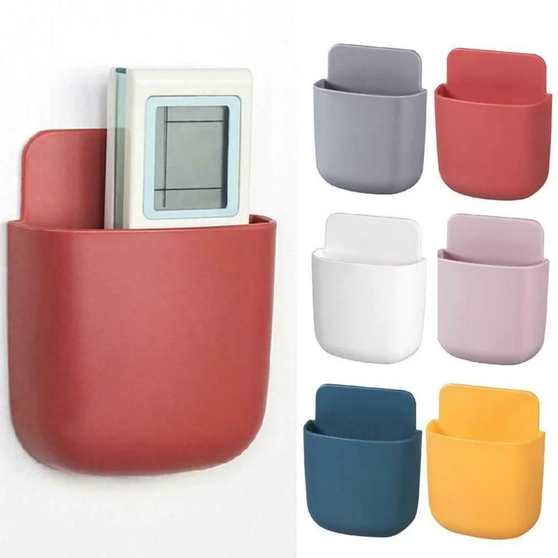 Self-adhesive Home Wall Storage Box TV Remote Control Stationery Pen Phone Hanging Holder Kitchen Bathroom Storage Box