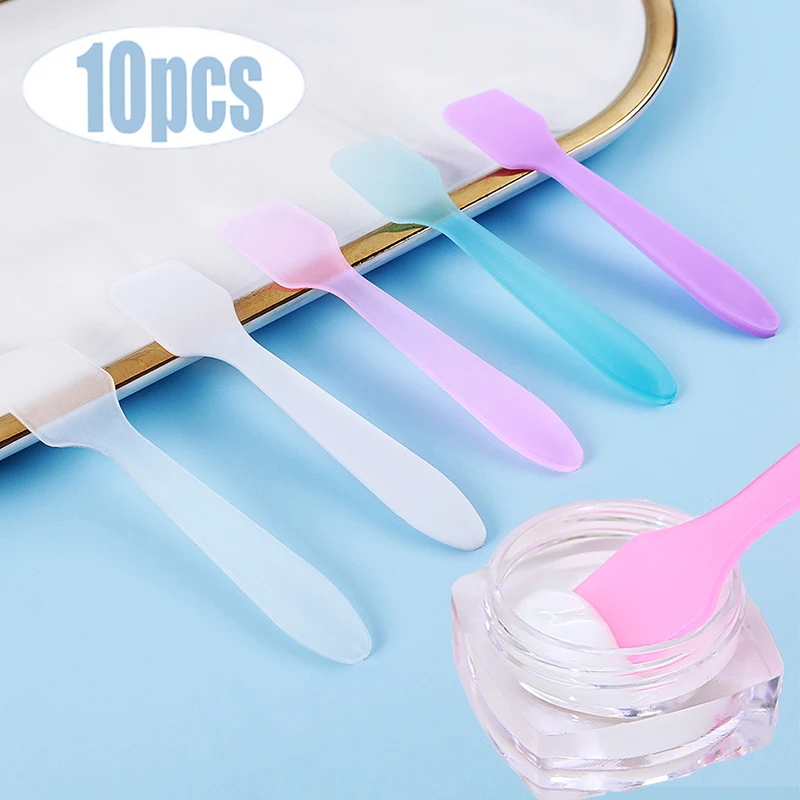 10 Pcs/Set Face Mask Cream Sticks Brush Spatulas Plastic Face Mask Small Spoon Reuse DIY Face Skin Care Mask Mix Make Up Tools