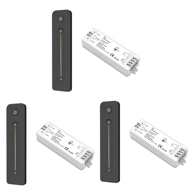 

3X LED Dimmer 12V 5V 24V 36V 8A PWM Wireless RF Switch With 2.4G Brightness Contact Remote For LED Single Color Strip