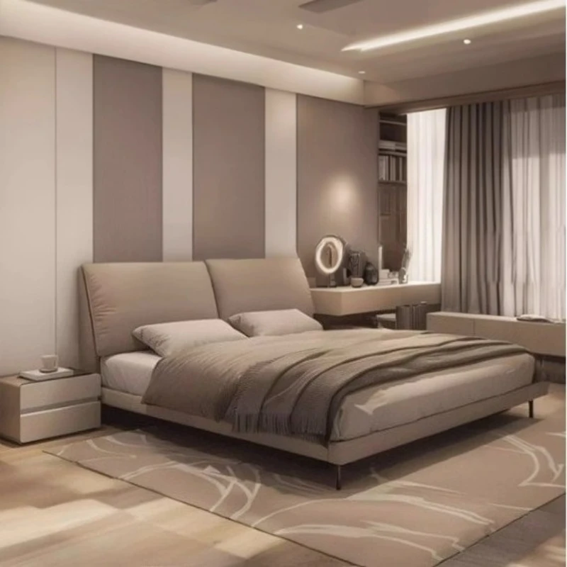 سرير مزدوج فاخر 220 × 200 سم قواعد بحجم كينغ اللوح الأمامي سرير كوين مريح أريكة مفردة كاميرا موبليتي أثاث دا ليتو للمنزل