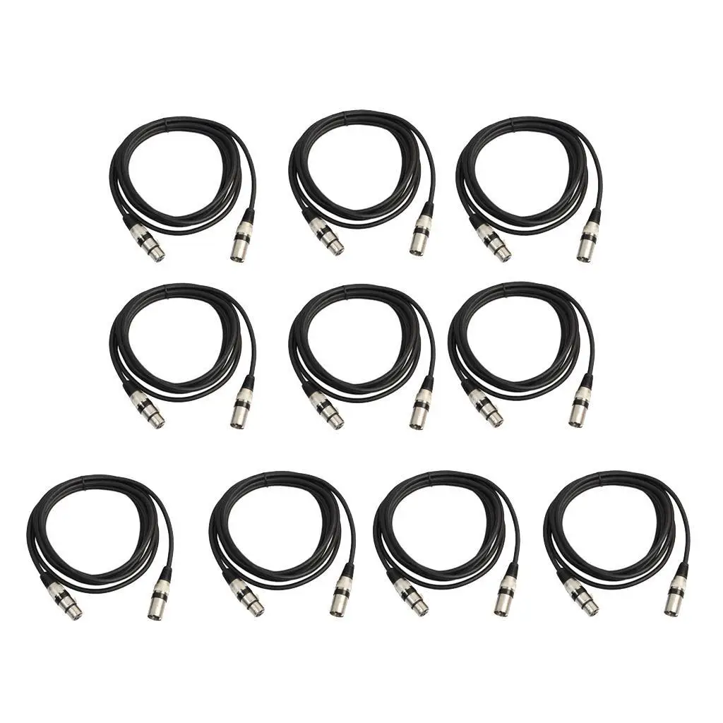 10pcs Beautiful And Durable DMX Signal Cable XLR Male To Female Cable 9.84ft