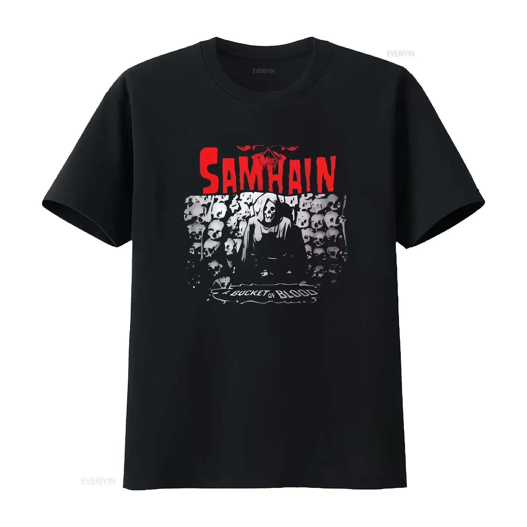 Samhain A Bucket Of Blood Skull Print Black T Shirt  S 3XL vintage Washed graphic Soft Stylish streetwear Slightly