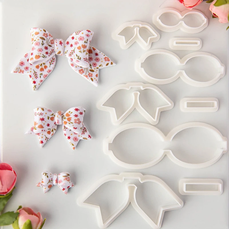 3 unids/set serie de lazos pendientes de arcilla polimérica molde de cerámica blanda DIY horquillas con lazo broche joyería troquel de corte herramientas de fabricación de regalos