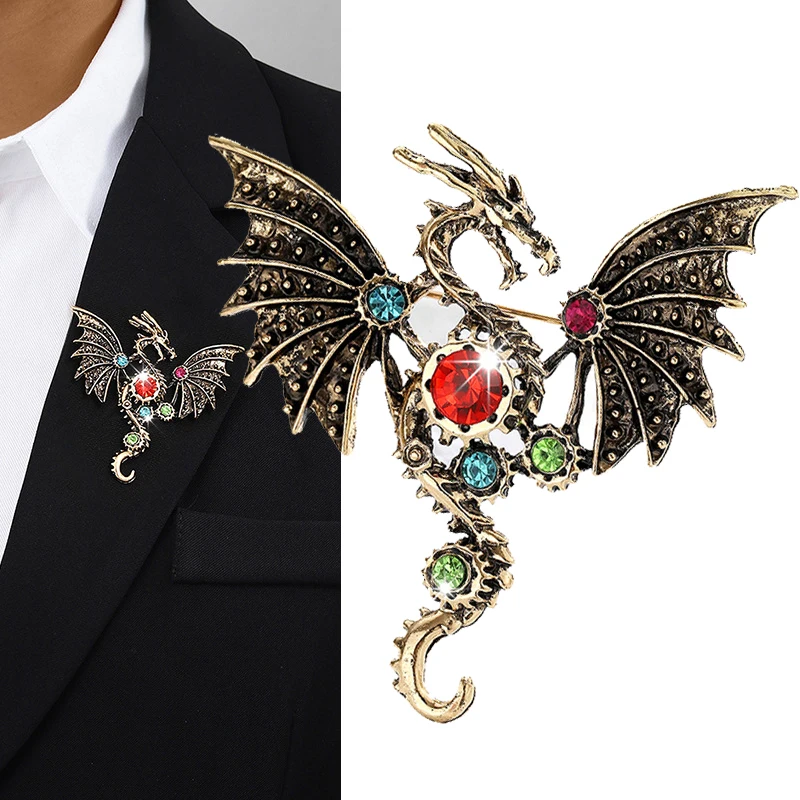 personality Flying Dragon Brooch Women Clothing Decorations Enamel Pins Men Tie Lapel Pin Jewelry Punk Ornamenyts Backpack Pin