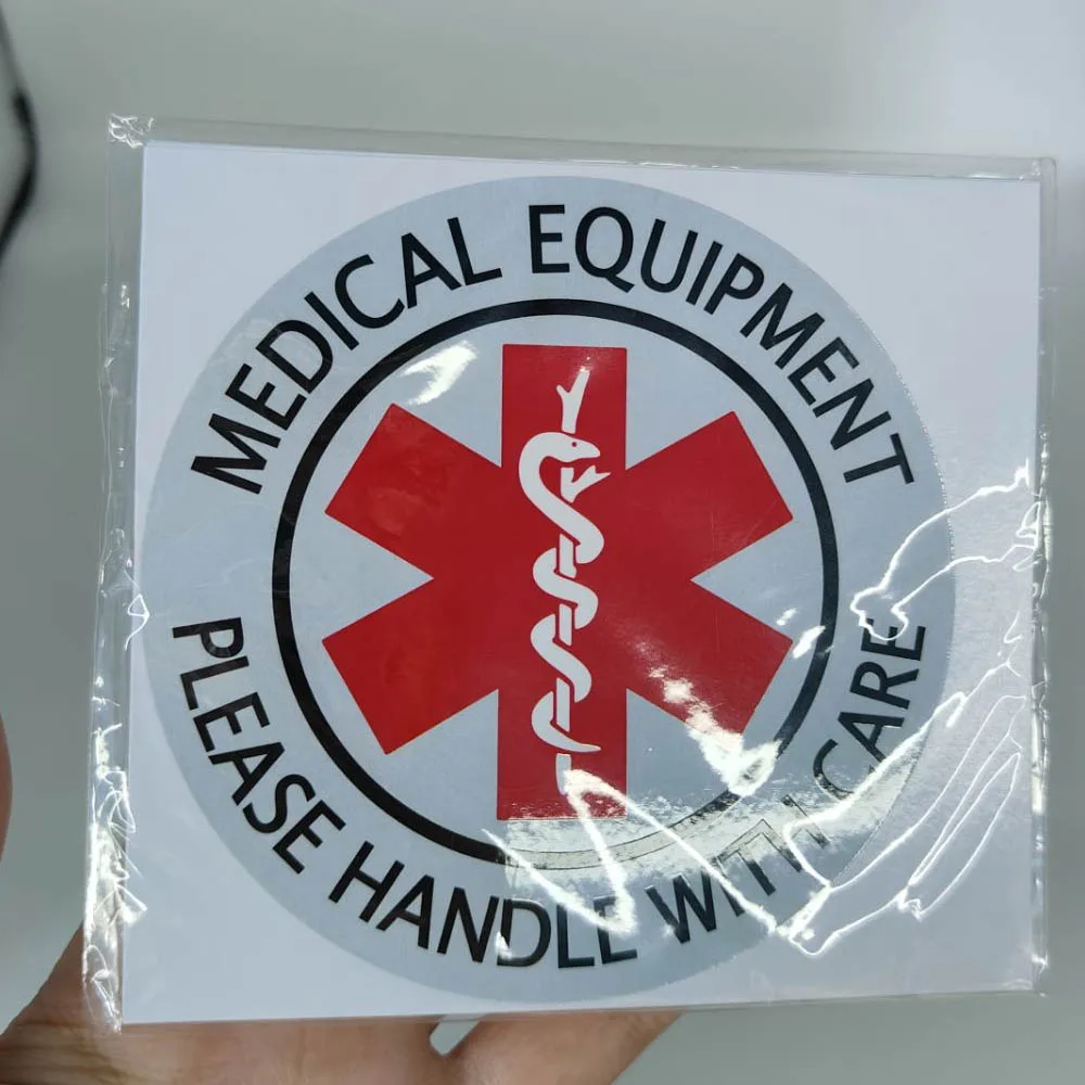 Medical Alert Equipment Luggage Tag Stickers 4Inch Handle with Care Stickers for Medical Supplies Medical Equipment Inside 10Pcs