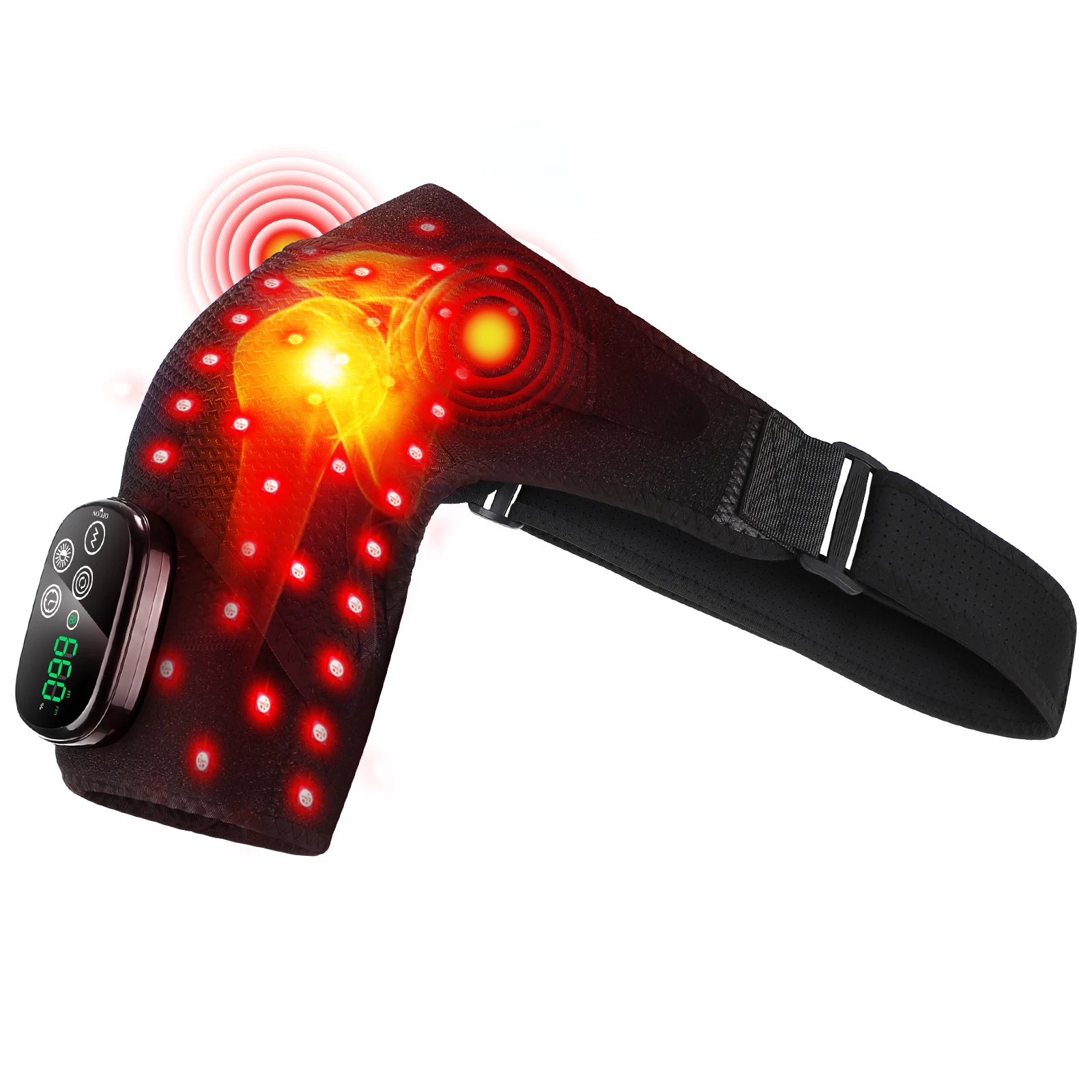 Cordless Red Light Electric Heating Vibration Massage Pad Infrared Shoulder Massager Hot Compress Belt for Relaxation