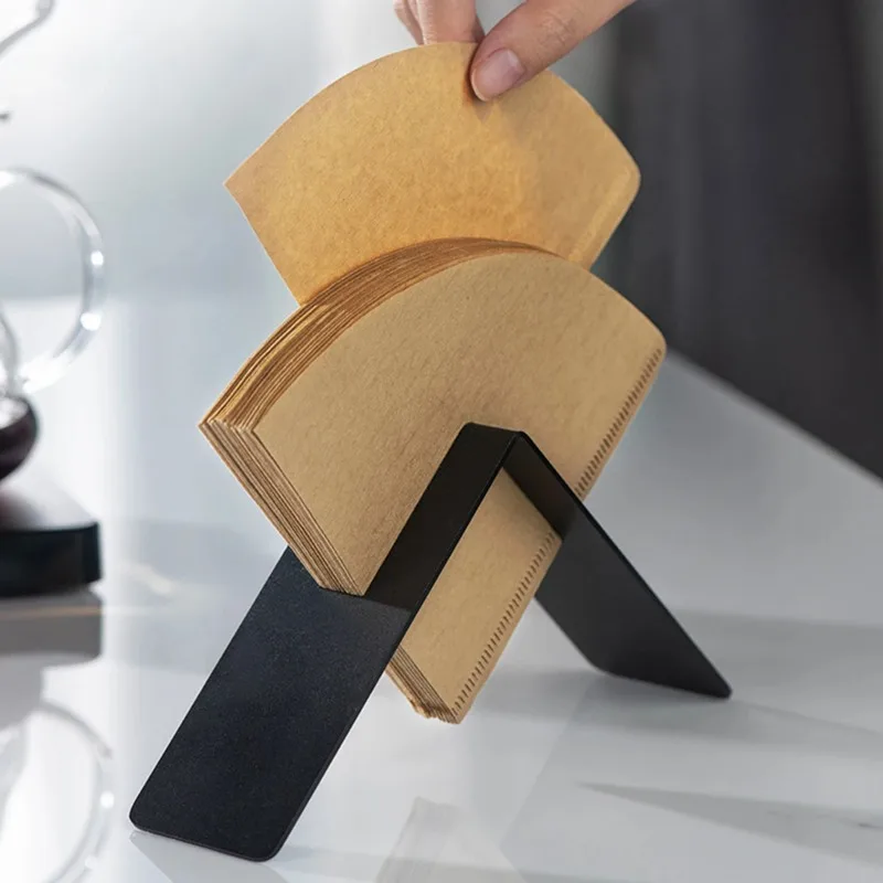 

1 large capacity coffee filter paper holder, coffee bar storage rack, stainless steel V60 cup pouring coffee filter paper holder