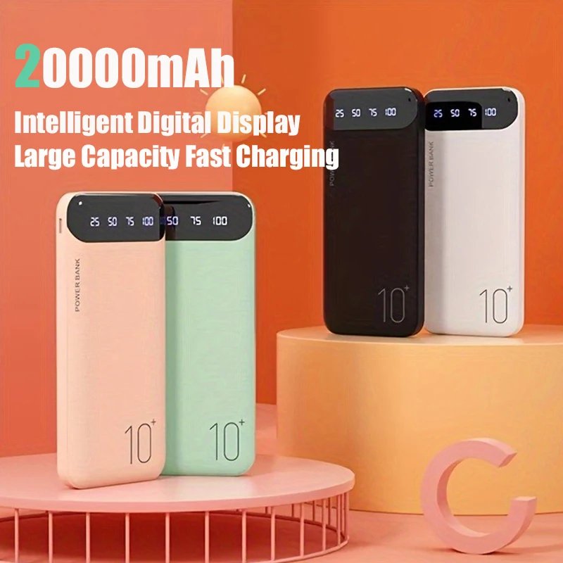 20000mAh Large Capacity Candy Color Ultra Thin Portable Mini Mobile Power PD10W Two-Way Fast Charging For IPhone Samsung Huawei