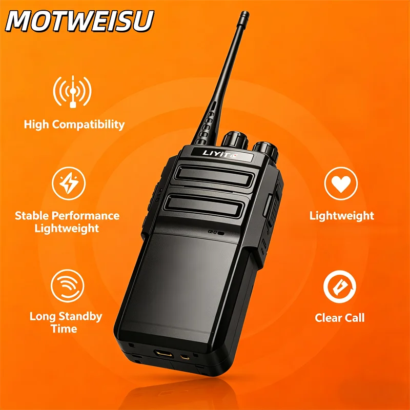 Long Lasting Battery Life Walkie Talkie Long Range Two Way Radio UHF 400-470MHz VOX Handsfree Emergency Alarm Type-C for Hiking