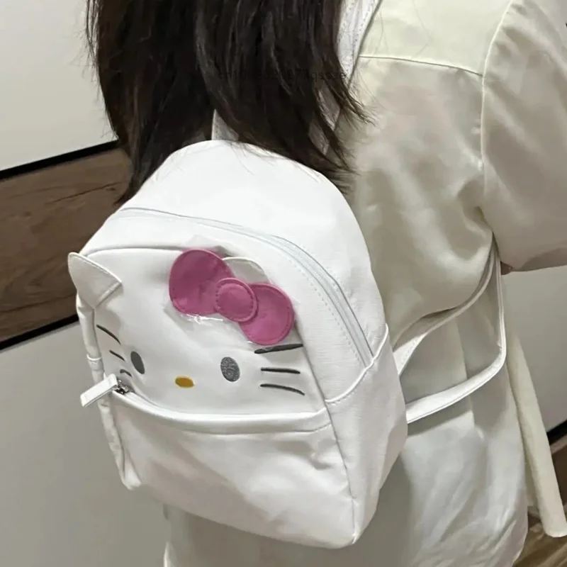 Sanrio Hello Kitty Sweet Girl Heart Small Capacity PU Backpack Cute Cartoon Zipper Mini Backpack Student School Bags for Girls