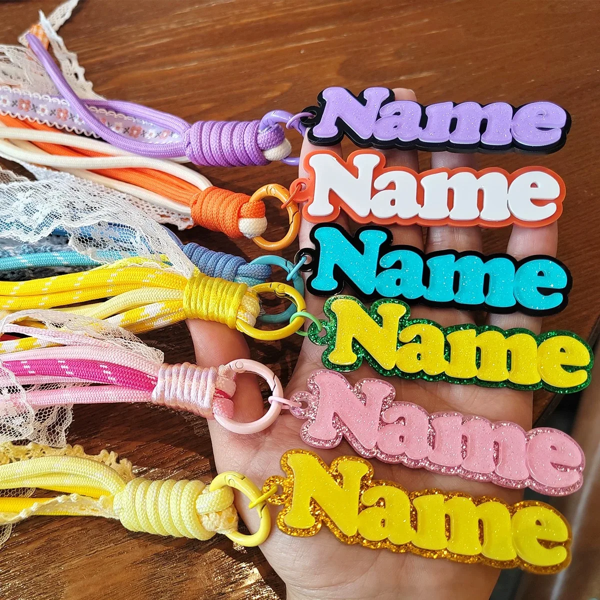 

Custom Personalized Name Colorful Acrylic Backpack Pendant Nameplate Keychain 3D Personalized Key Ring Label Tag Accessories