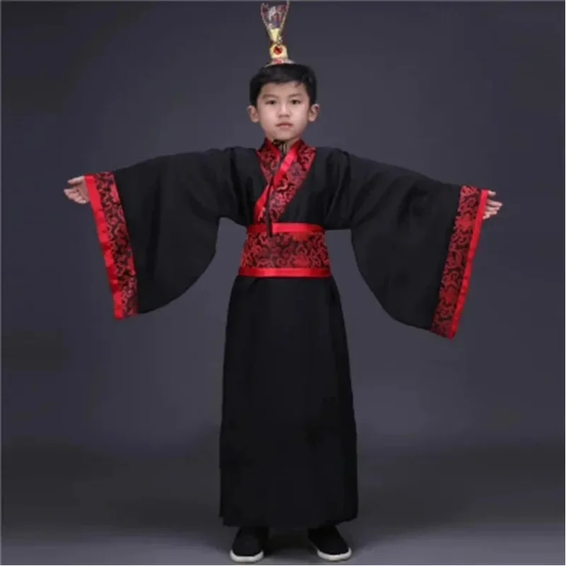 Костюм для косплея, черные костюмы Hanfu для мальчиков, древняя детская одежда, одежда для выступлений, красные детские комплекты, сценический комплект для мальчиков-подростков