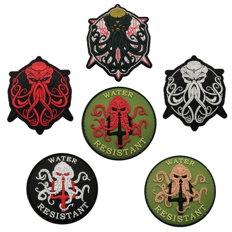 

Pvc Morale Badge Hook and Loop Patch Cthulhu Awakens Lovecraft's Terror Symbol Personality Octopus Creative Tactical Stickers