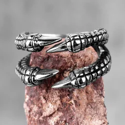 Stainless Steel Men Rings Dragon Claw Personality Punk Rock Hip Hop for Biker Male Boyfriend Jewelry Creativity Gift Wholesale