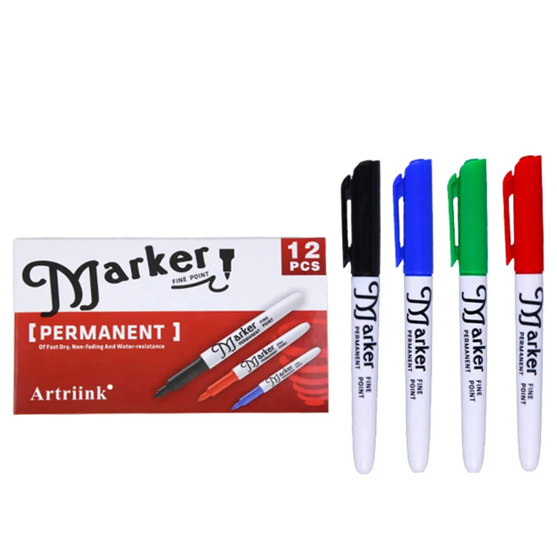 4Pcs/set Permanent Marker Indelible Waterproof Oily Pens Waterproof Markers Pen Office School Stationery