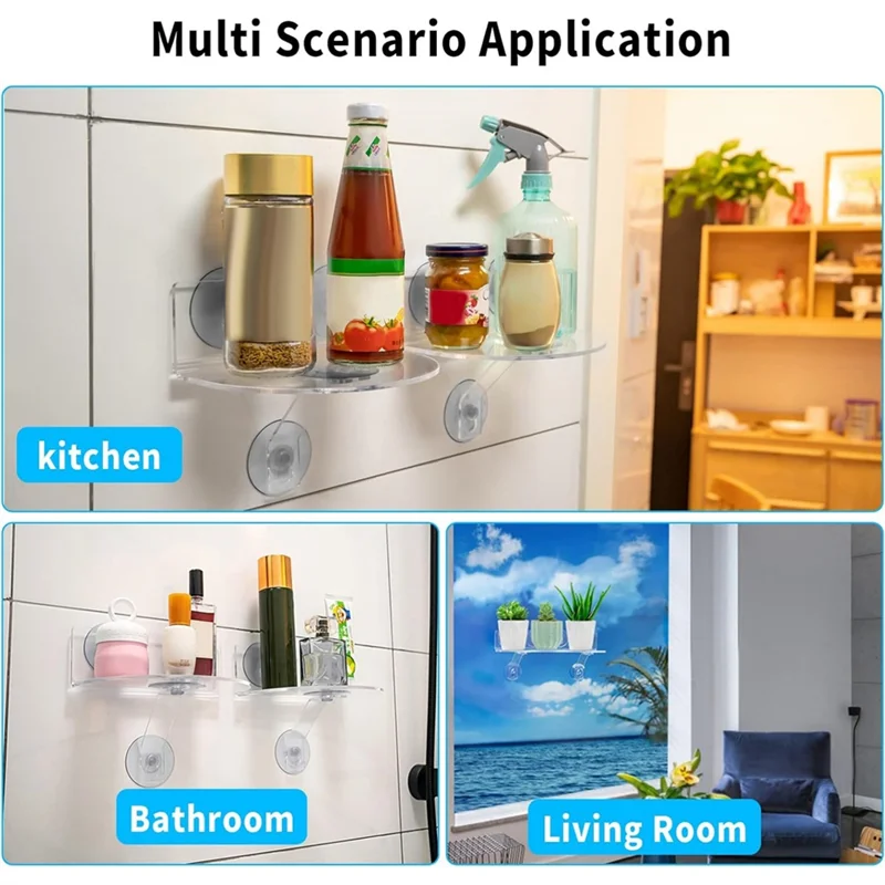 AT02-Clear Acrylic Window Plant Shelves With Suction Cups For Plants, Camera, Picture Frame