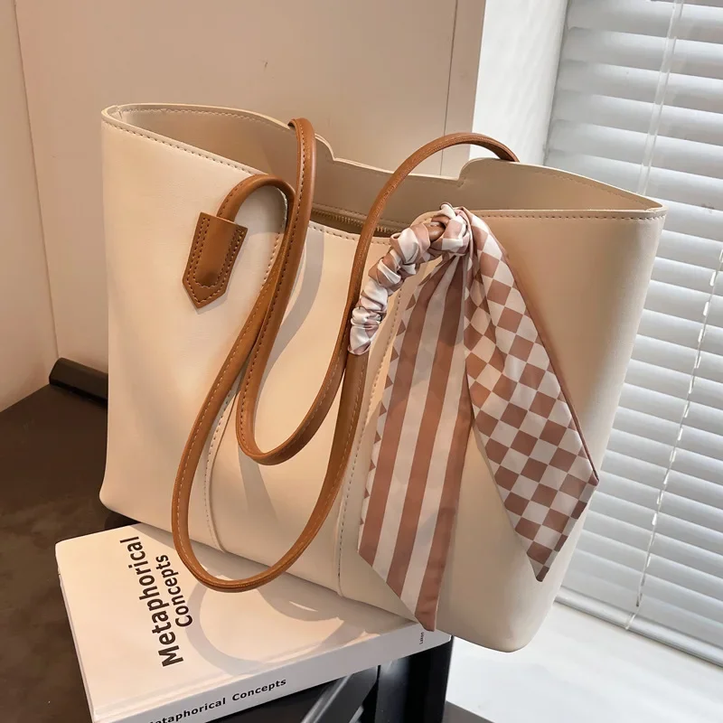 Daily Commuting To Work Large Capacity Tote Bag Women\'s Versatile One Shoulder Bag White Collar Handbag Student School Bag