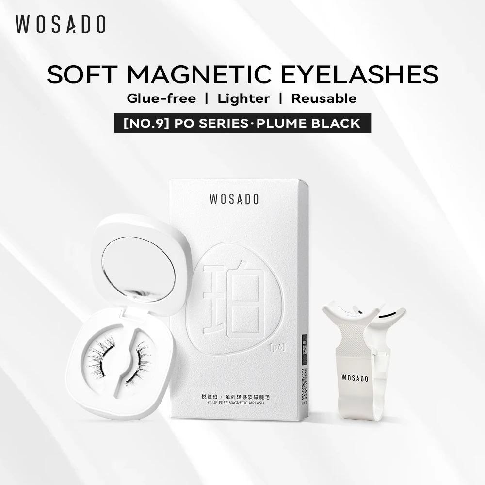 Wosado magnetische Wimpern Nr. 9 Feder schwarz profession elle Premium wieder verwendbare sichere Dupont 3d patentierte falsche Wimpern luftig und klar für