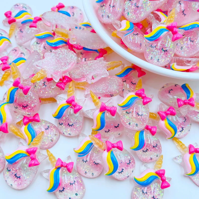 

10/20 Pcs New Cute Resin Mini Cartoon Unicorn Flat Back Cabochon Scrapbook Kawaii DIY Embellishments Charm Decorate Accessories