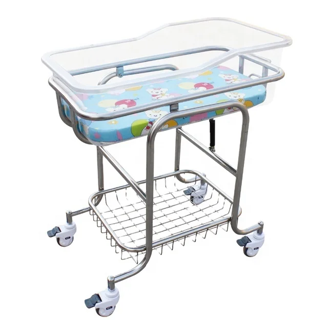 Factory Price Steel and ABS Newborn Baby Trolley Medical Child Bed Portable Infant Bed for Ventilators