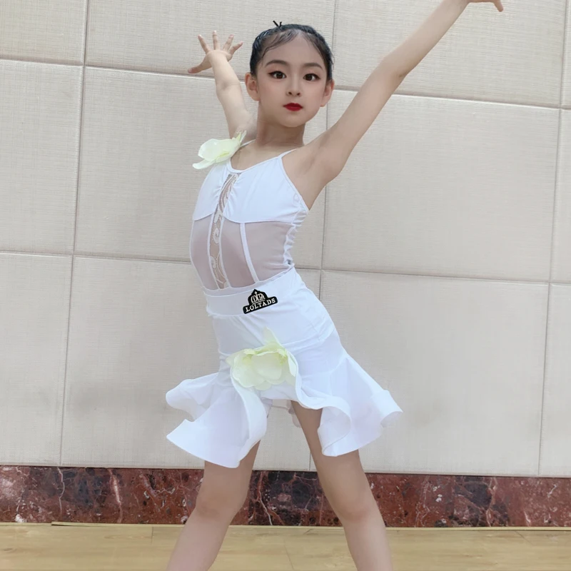Trajes de baile latino, ropa de práctica de actuación para niños Xia Shao, falda grande de baile latino para niñas, conjunto de celebridades de Internet