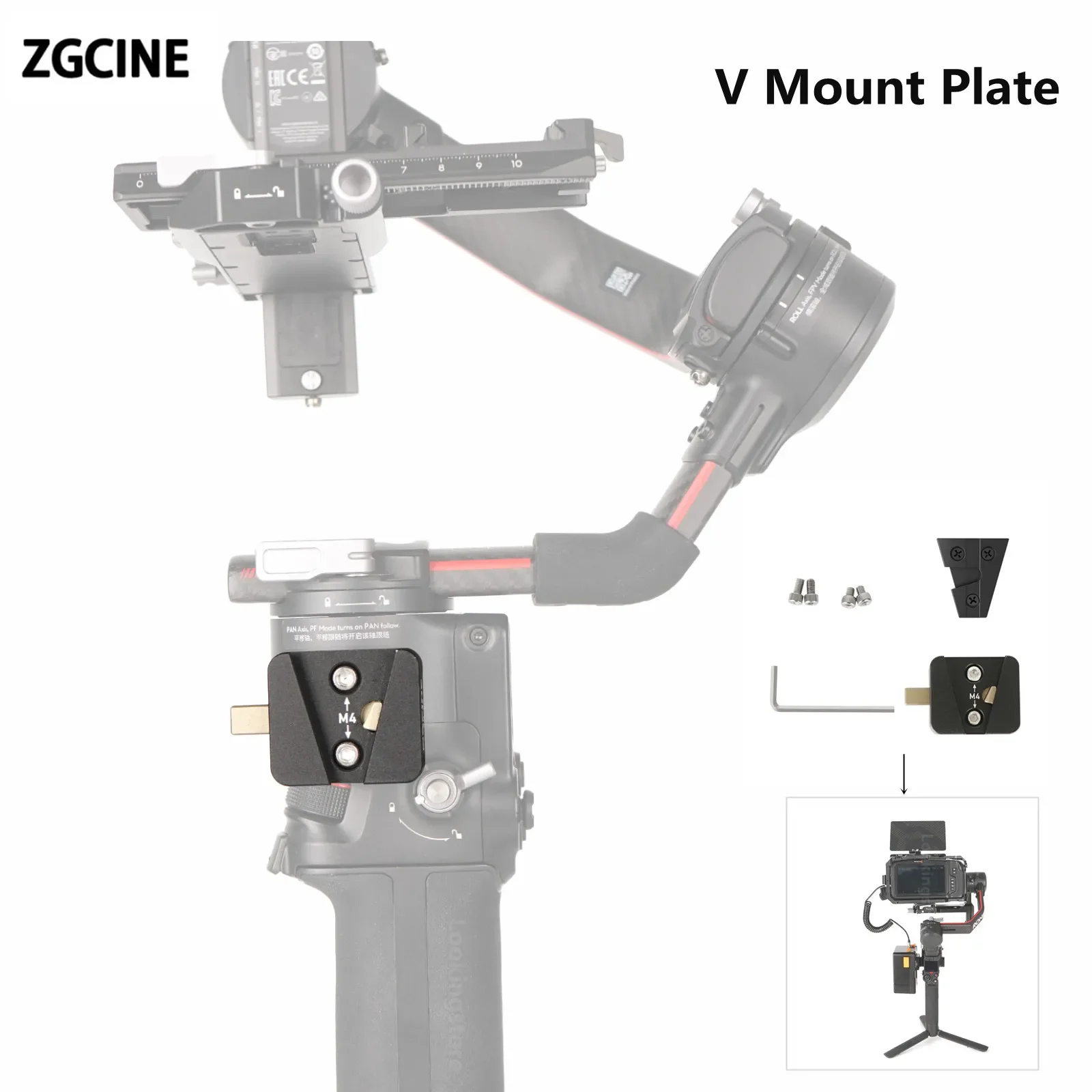 ZGCINE VR-04 V Mount Battery Plate Fits for DJI ronin S2/S3 Stabilizer Camera Accessory V Mount battery V-Lock Plate Adapter