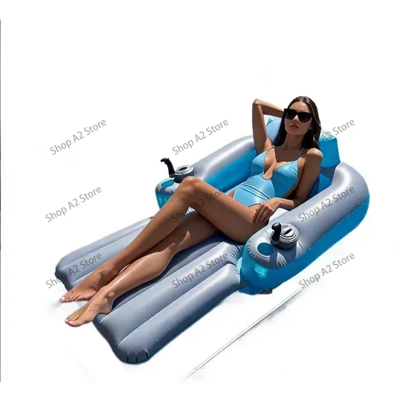 New Adult Inflatable Water Lounge Chair, Multi-Scene Floating Raft for Swimming Pool, Jet Ski & Boat