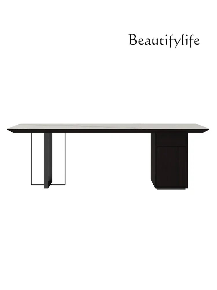 Italian rock slab desk light luxury design simple modern office computer desk home designer