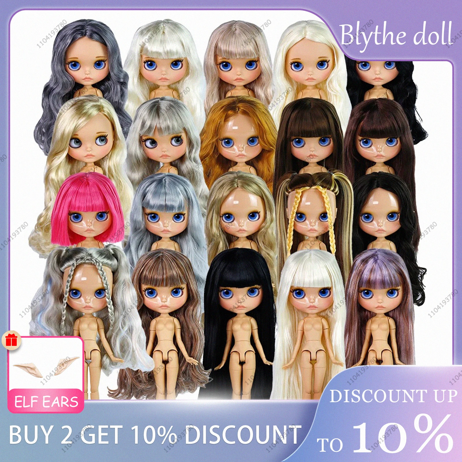 

ICY DBS Blyth Doll 19 Joints 30CM Body BJD Doll Matte Face Glossy Face Tan Skin Beep Lips Hand-Painted Makeup DIY Hair Girl Gift