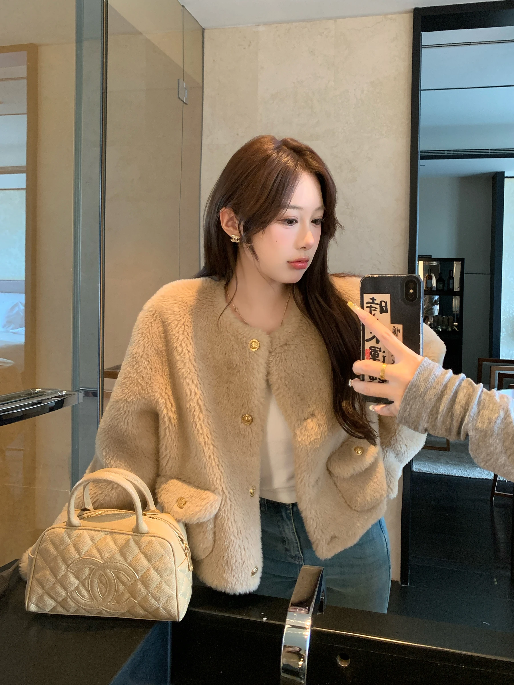 

Young Women's ort Thi Warm Fur Jaet Inteated Leather And Fur Young Sle Environmental Protection Fur Top Summer Home