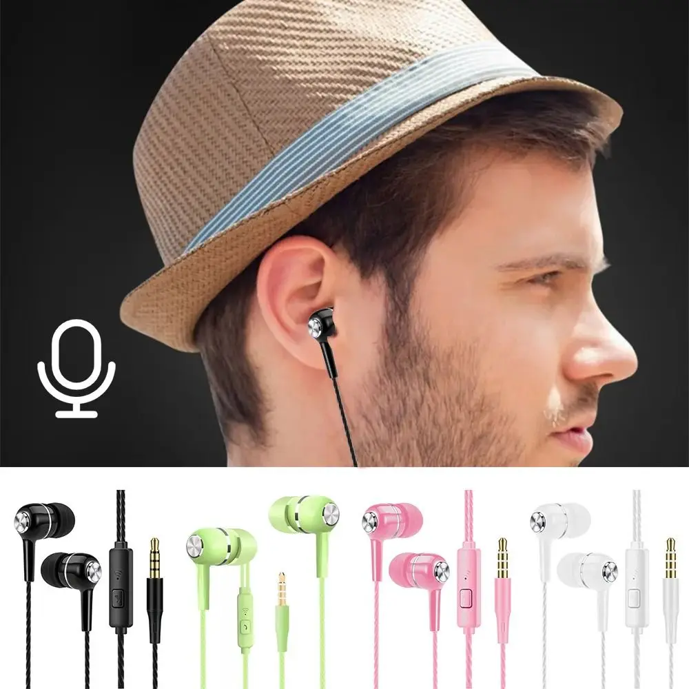 Stereo In-Ear Earphone Bass With Microphone HiFi Headphone Earpiece Portable Wired Headphone for Apple/Android/Huawei