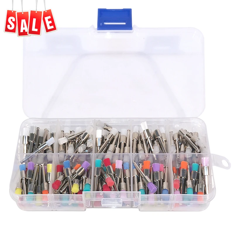 200Pcs/Pack Dental Polishing Brush Polisher Brushes Kits /Polish Cups Dentistry Teeth Latch Type Mixed Color