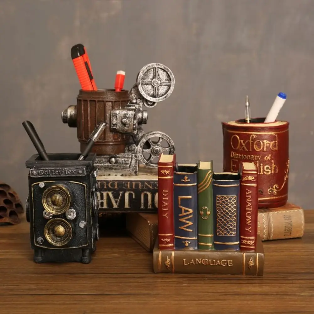 

Multi-purpose American Style Saxophone Ornaments Handicraft Decorative Violin Storage Holder Retro Resin Pen Holder Home Decor