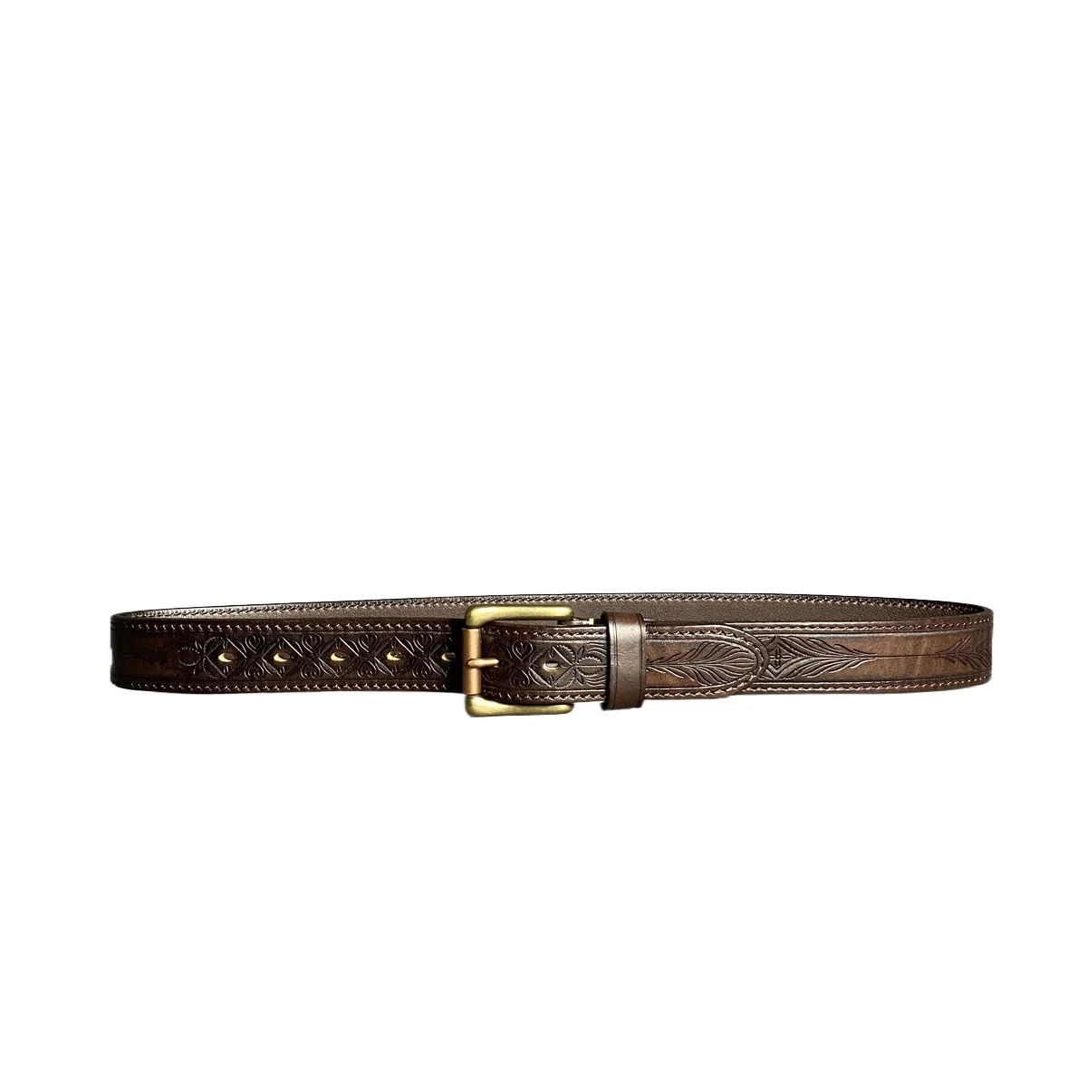 

Vintage men's pure cowhide casual belt coffee color denim waistband