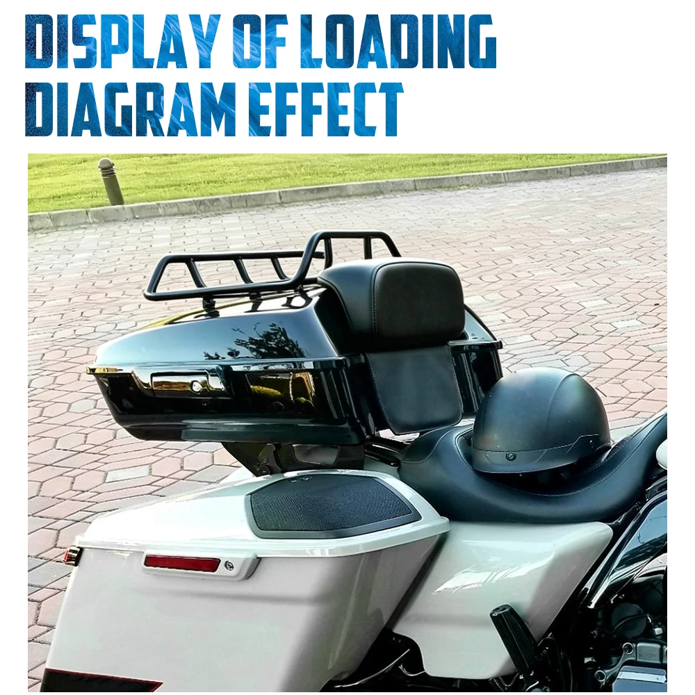 Motorcycle 10.7'' Chopped Trunk Tour Luggage Pad Backrest Mount Rack Kit For Harley Touring 14-25 Road King Electra Street Glide