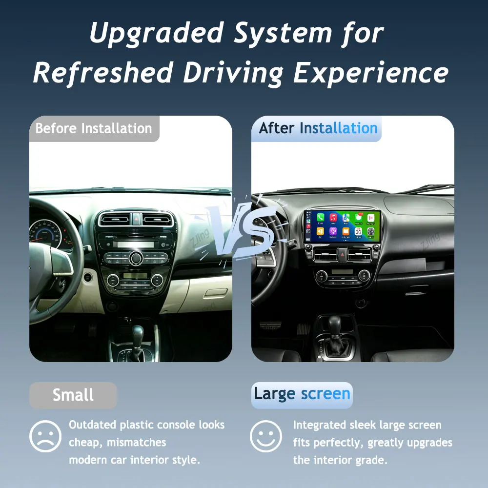 For Mitsubishi Mirage/Attrage 2012-2013 Car Multimedia Player 12.3 inch Android 16 (OS) Wireless CarPlay Touch Screen Auto Tools