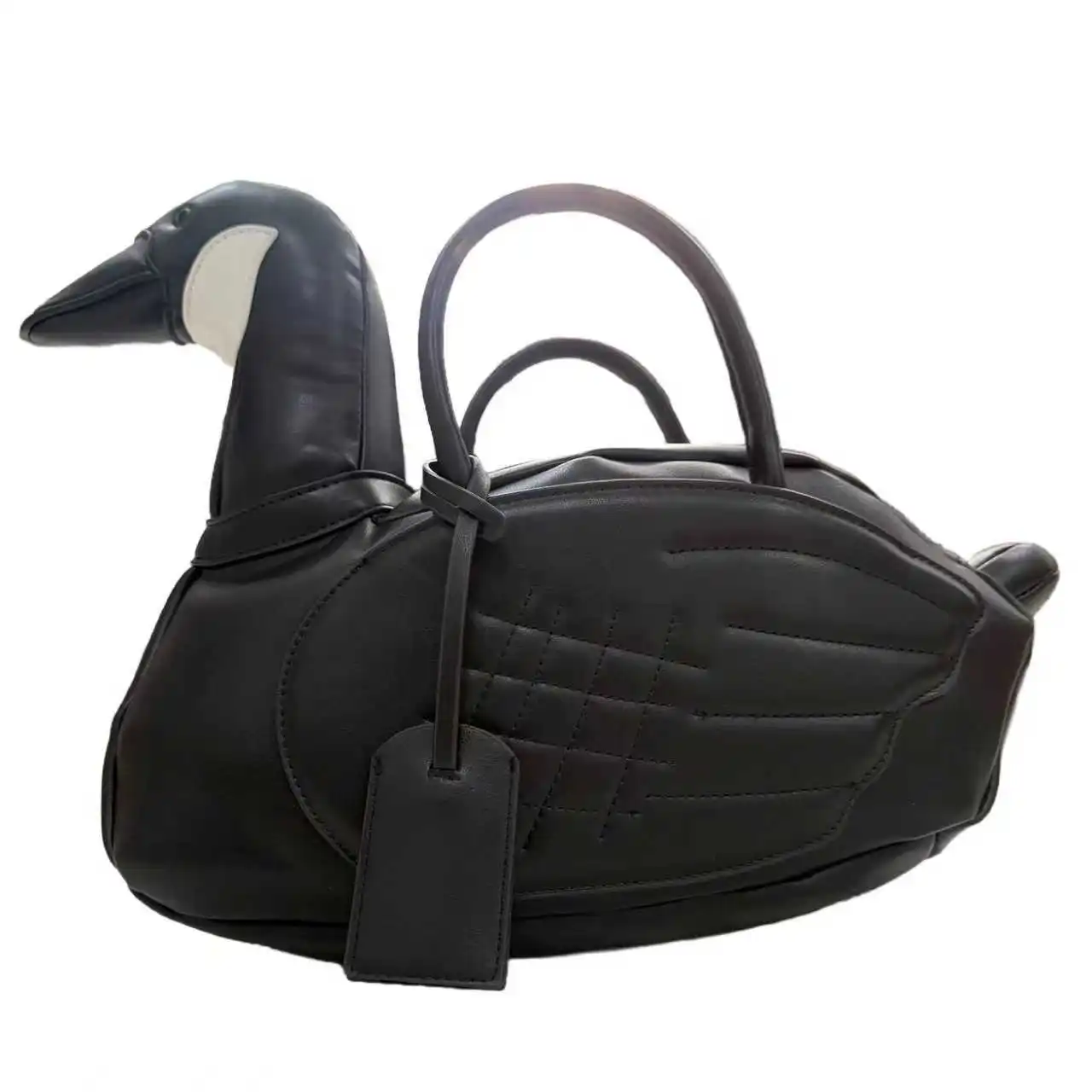 

Novelty 3D Black Goose Handbag, Cute Animal Shape Quilted Crossbody Bag, Fashion Women's Tote Purse with Handle