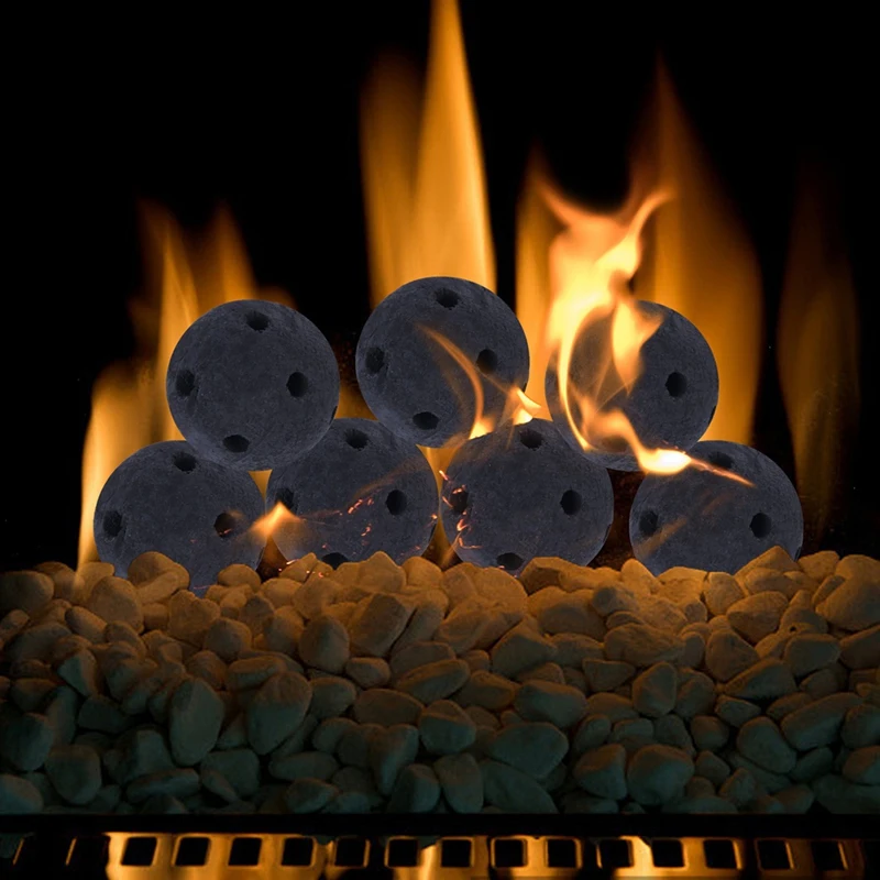 Bolas de fogo de cerâmica ocas quentes, conjunto de 15 pedras de fogo redondas definidas para poços de fogo internos e externos ou acessórios de lareiras