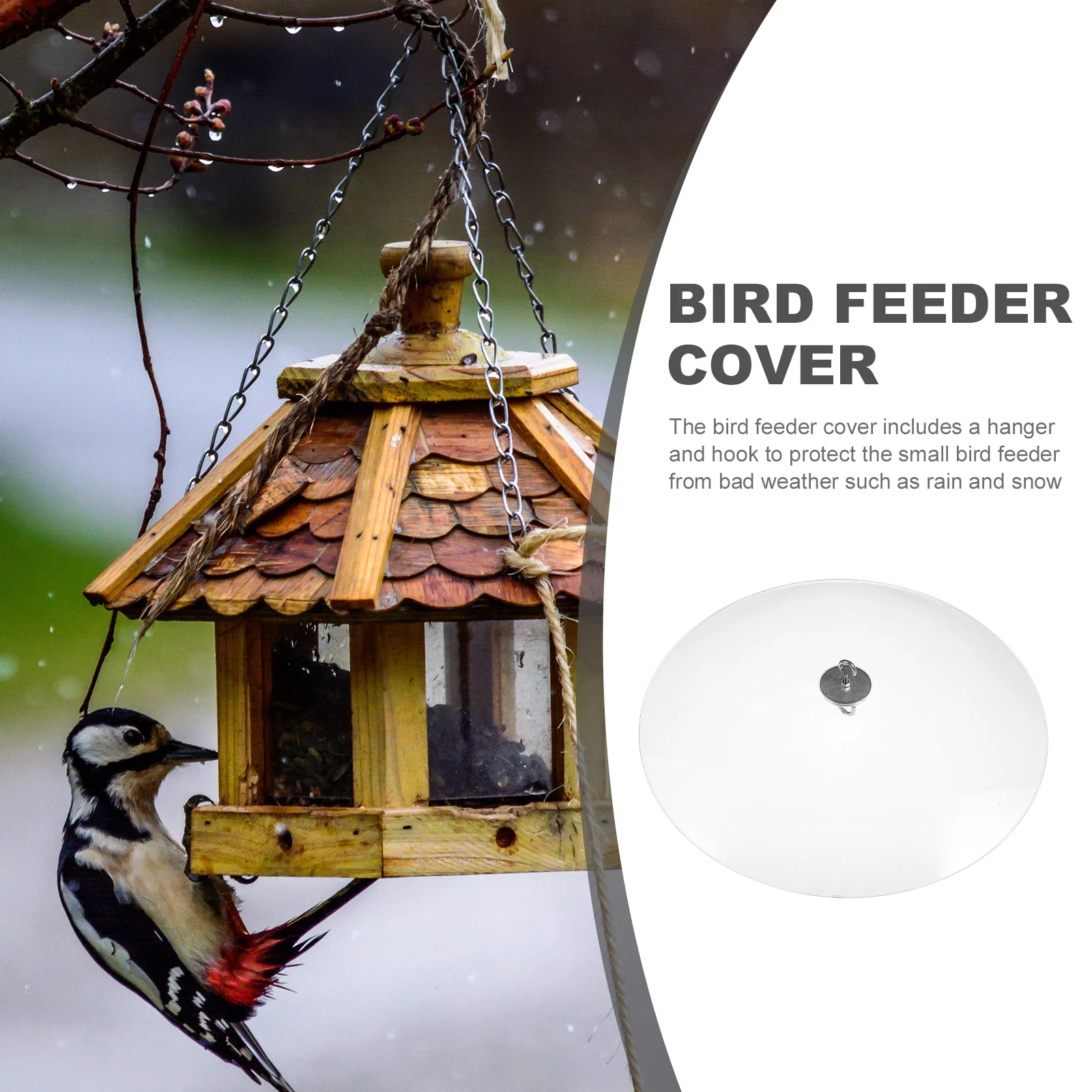 

Hanging Bird Feeder Rain Cover Transparent Dome Protector for Outside Weatherproof Anti-Wear Feeder Baffle Accessory Supply