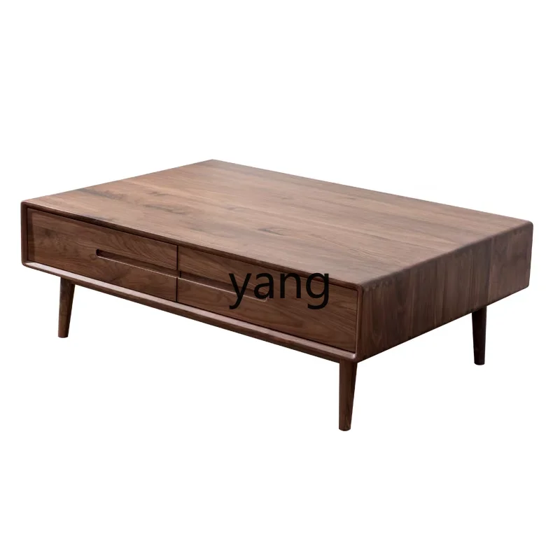 

YJQ black walnut coffee table solid wood living room household small apartment modern simple creativity