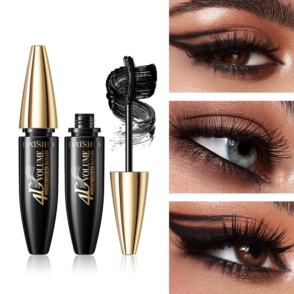 DAISIBO Mascara cils en fibres noires – imperméable, anti-taches, longue durée, sans déclenchement, aspect naturel, volumateur et bouclage