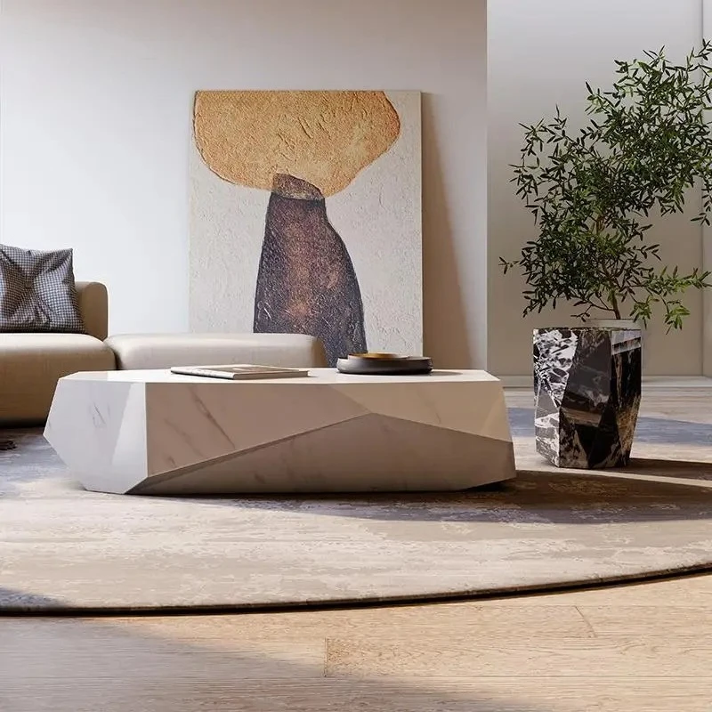 natural marble hexagonal star diamond coffee table simple modern large coffee table small apartment minimalist