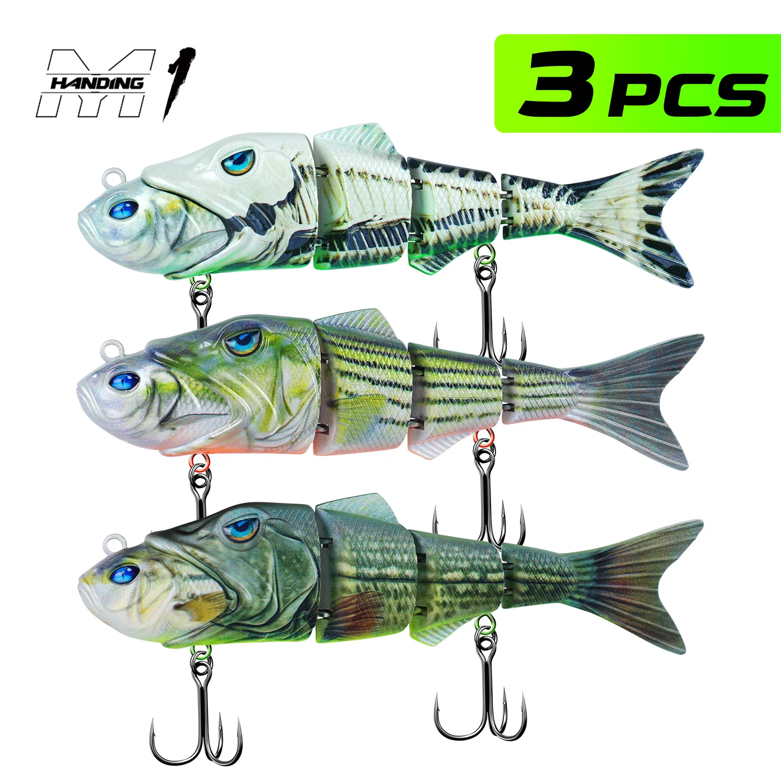 HANDING 3pcs/pack 15g/22g/34g M1 Lipless Multi-Jointed Swimbait Body Fishing Lure Tackle for Bass Pike Fishing  Lures Bait Kit