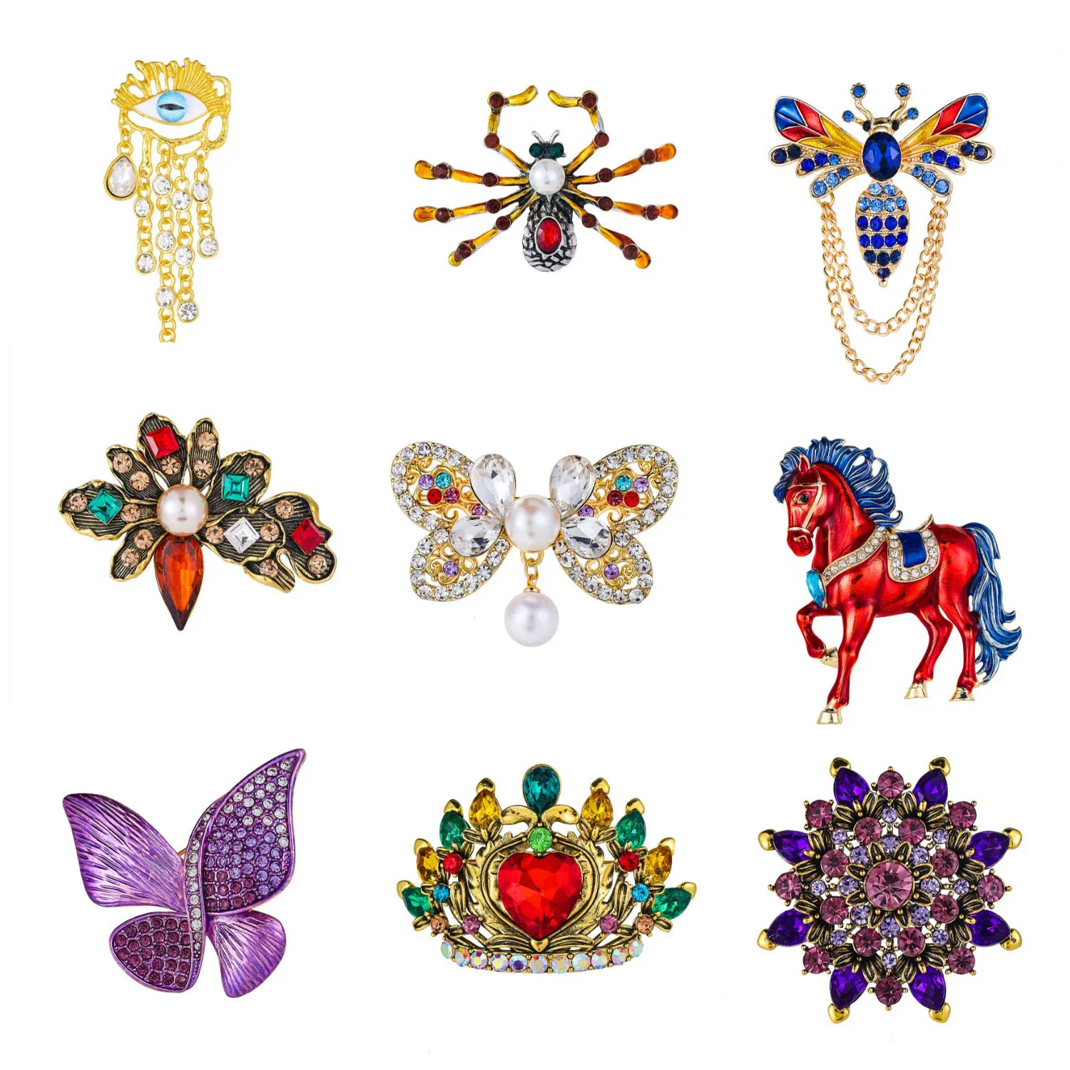 

Retro alloy color diamond parrot brooch with versatile temperament, high-end animal exquisite clothing accessories