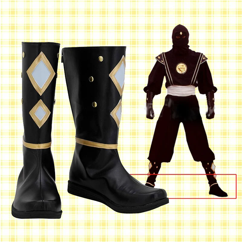 سوبر سينتاي نينجا سينتاي كاكورانجر نينجا الأسود تأثيري أحذية أحذية أزياء الهالوين الإكسسوار حسب الطلب