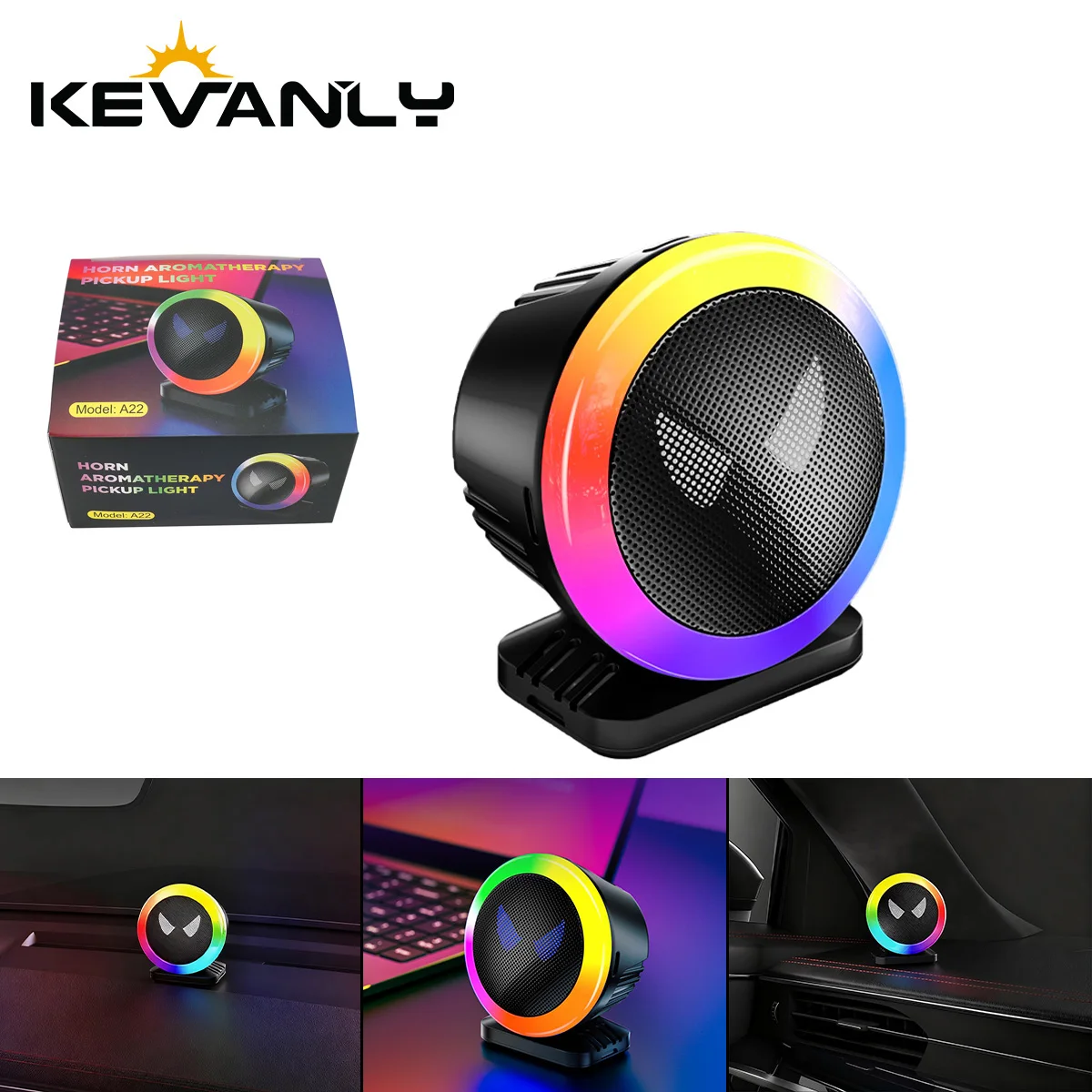 الشيطان عيون سيارة الموسيقى لاقط إيقاع مصباح معطّر الهواء RGB التحكم الصوتي قابلة للشحن مصباح لتهيئة الجو مع رائحة كولونيا #1