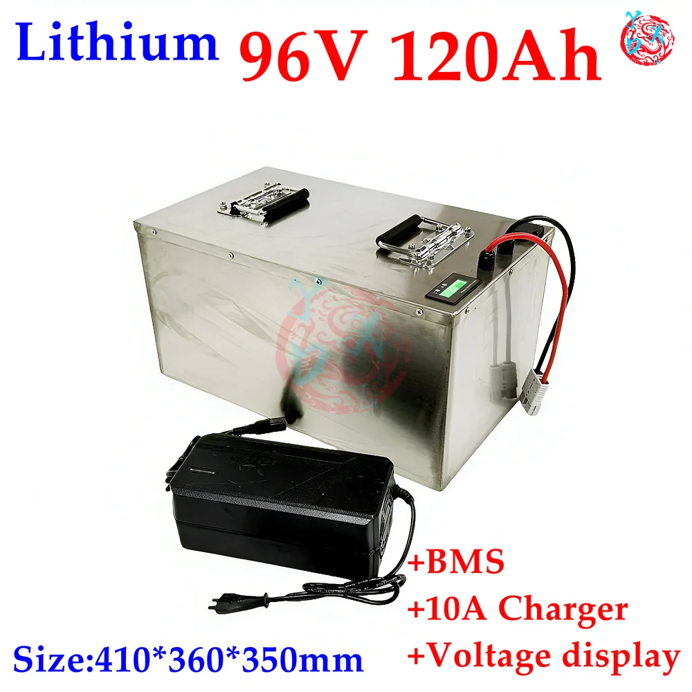 powerful 96V 120Ah Lithium ion battery pack with BMS 26S for motorcycle mortorhome golf cart tour car+10A Charger